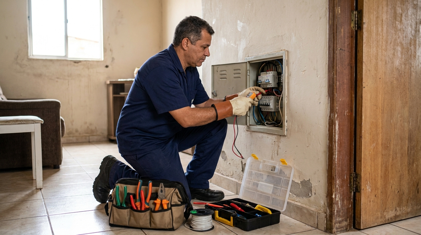 Eletricista com ferramentas em Suzano‑SP