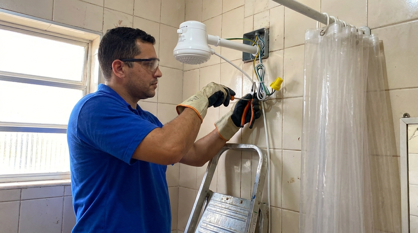 Instalacao de chuveiro eletrico residencial em Suzano‑SP