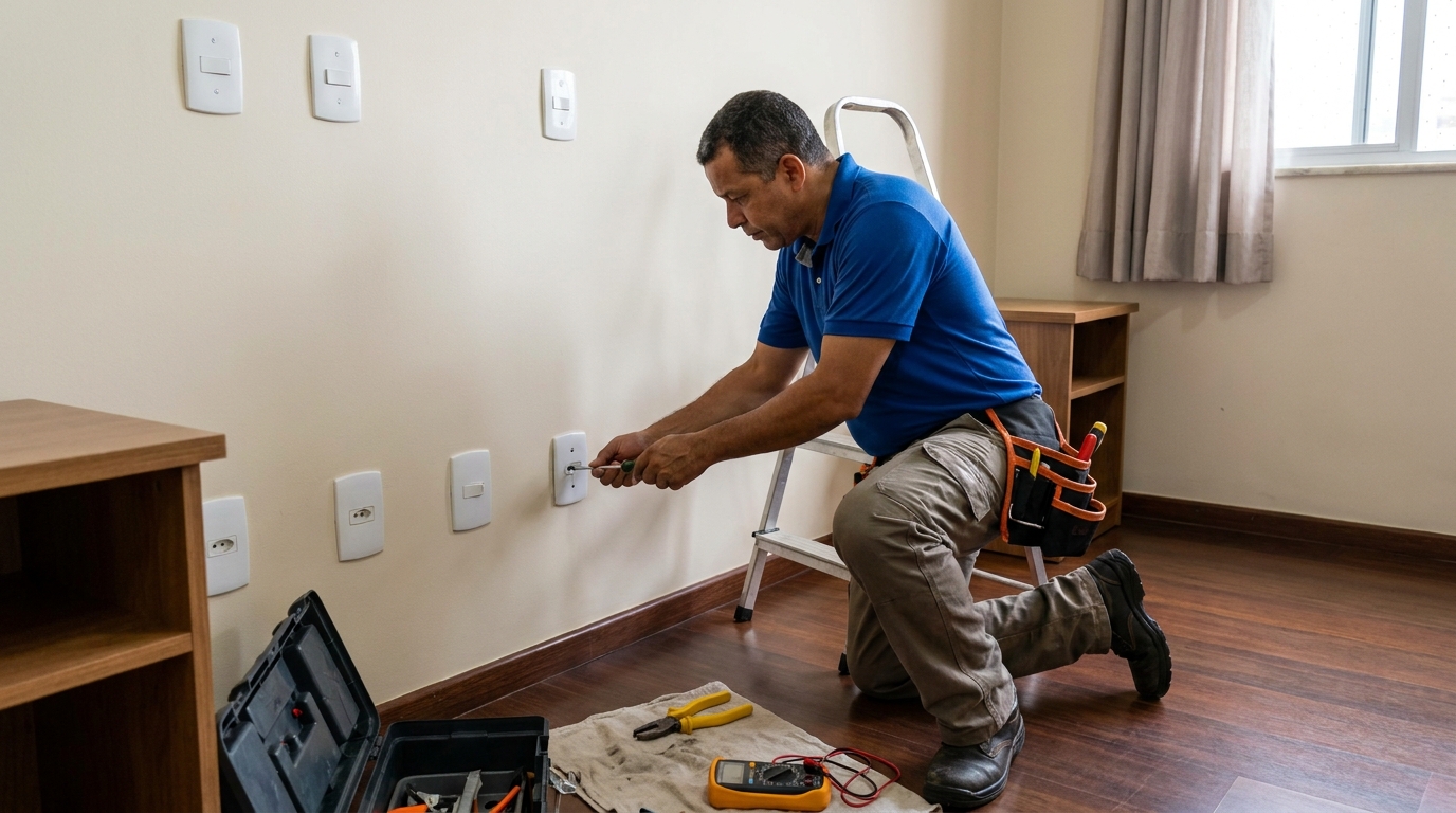 Instalacao de tomada e interruptor residencial em Suzano‑SP
